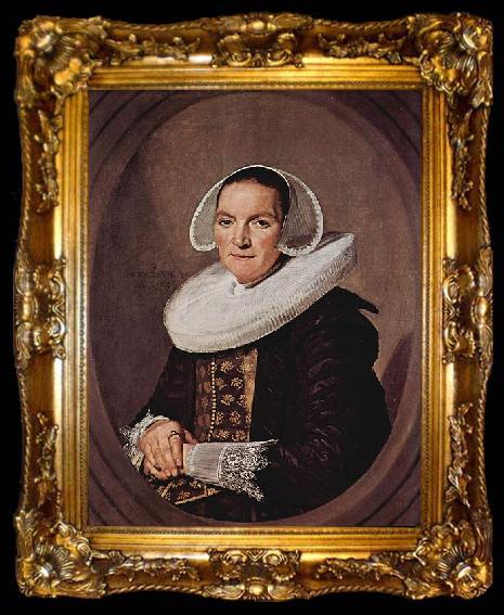 framed  Frans Hals Portrat einer etwa vierzigjahrigen Frau mit verschrankten Handen, ta009-2